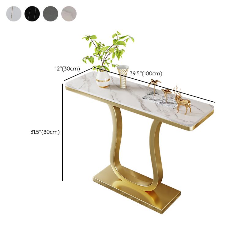 Glam Rectangle Console Table 31.5-inch Tall Stone Accent Table