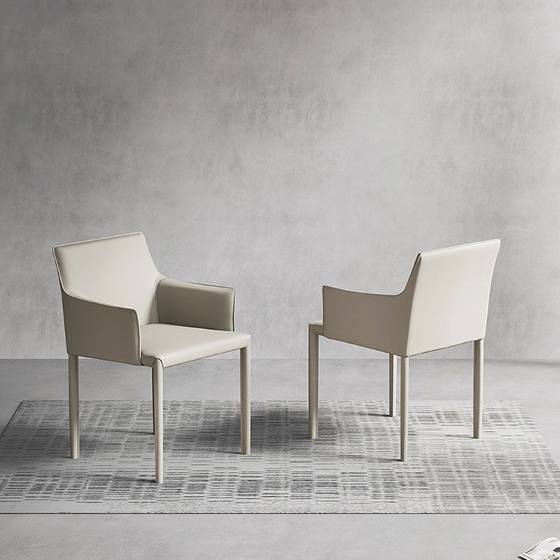 Minimalist Solid Back Chair for Home Use Leather Dining Side Chair