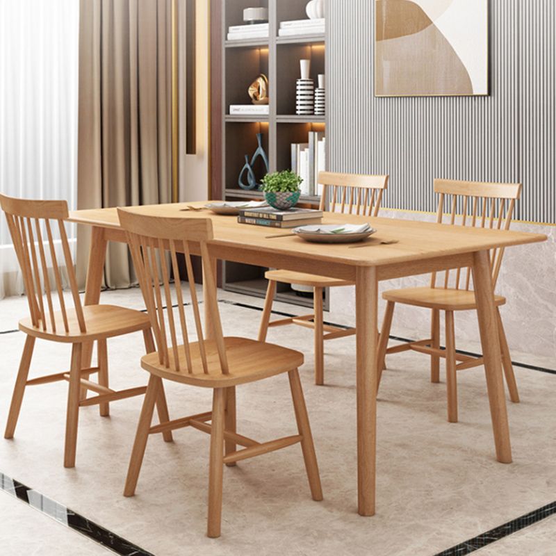 Contemporary 1/2/5/7 Pieces Furniture Rectangle Solid Wood Dining Table Set in Natural