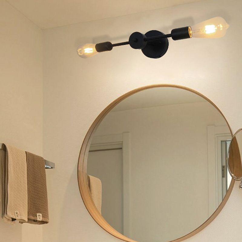 Black Modern Metal Wall Sconce Cylinder Shape Vanity Lamp for Bathroom
