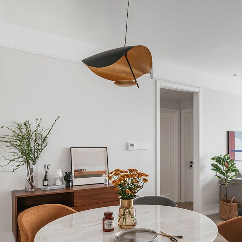 Zwarte hoed Iron Down Lighting Pendant eigentijds 1-licht plafondlicht voor eetkamer