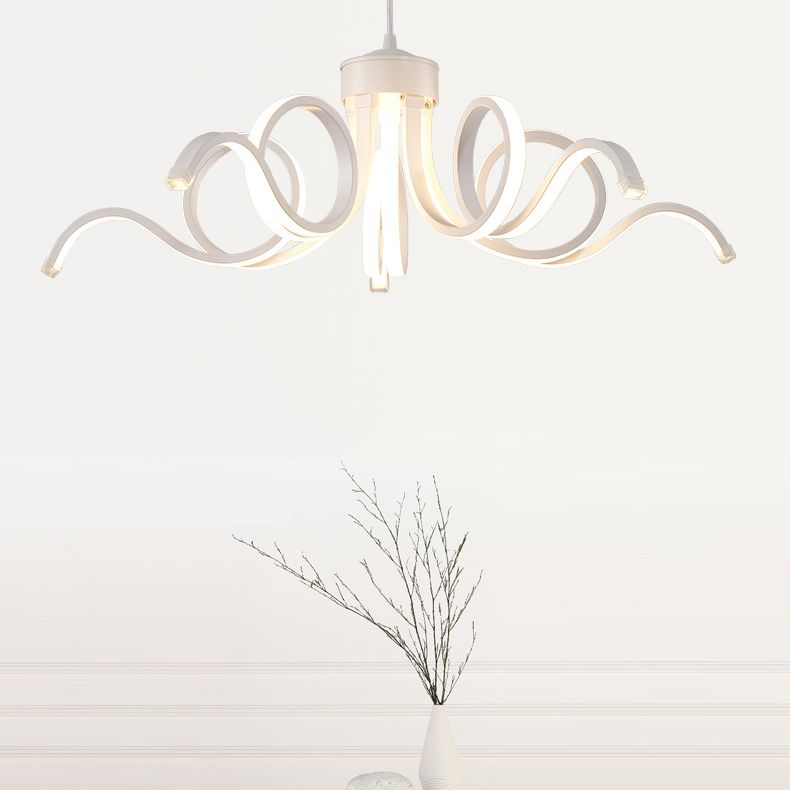 Acrylic White LED Hanging Lamp in Modern Simplicity Aluminium Linear Pendant Light for Dining Room