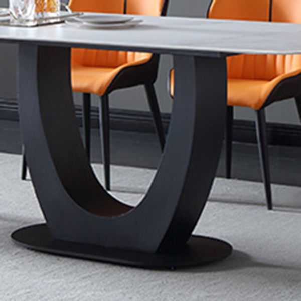 Industrial Rectangle Dining Table Sintered Stone Table with Metal Leg for Home
