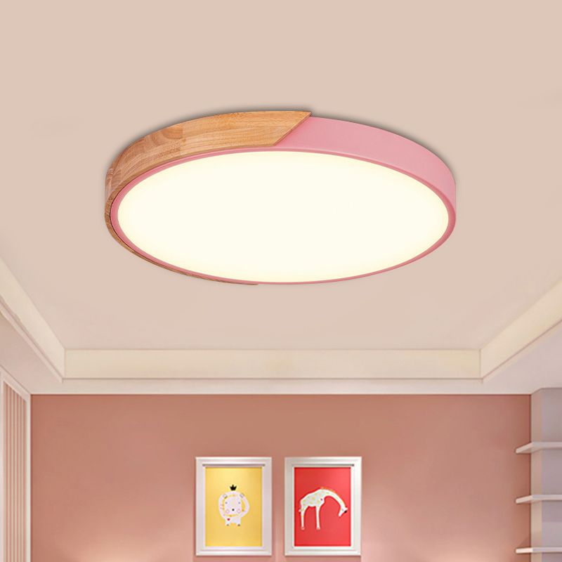 Rond plafondlamp, modern metaal, roze/geel/groen, LED-inbouwlamp, 16"/19,5" breed