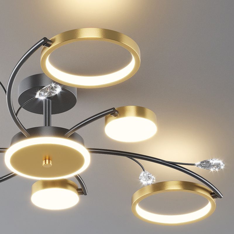 Luz de techo de metal LED de montaje de montura moderno negro para sala de estar para sala de estar