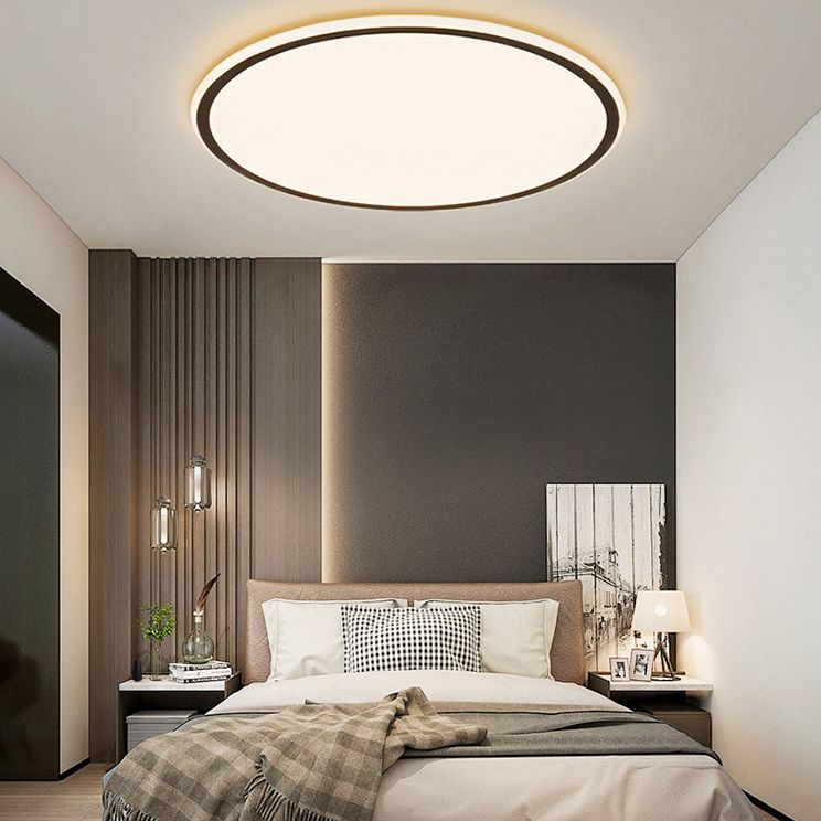 Plafonnier LED en aluminium simple encastré en forme de disque noir pour chambre à coucher