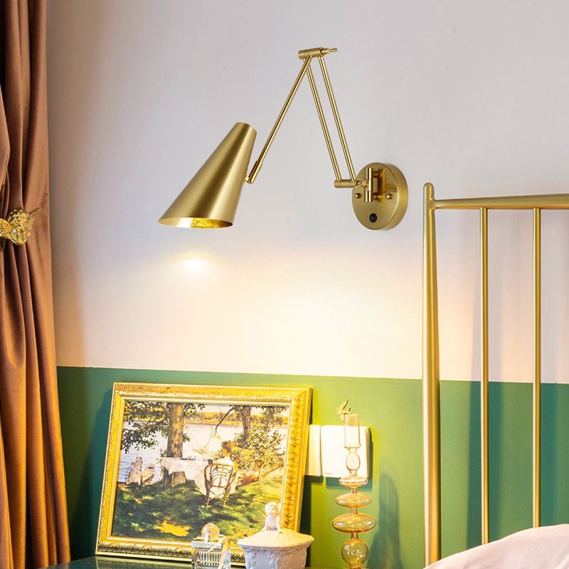 Post-Modern Wall Light Fixture Swing Arm Wall Sconce with Metal for Bedroom