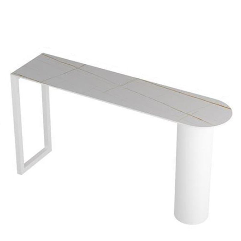 Industrial Stone Indoor Bar Height Table Double Pedestal Bar Dining Table