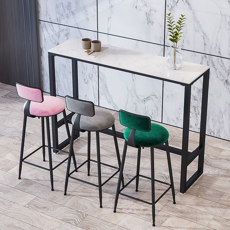 Industrial Armless Backrest Counter Stool Iron Cafe Bar Stool with Velvet Cushion