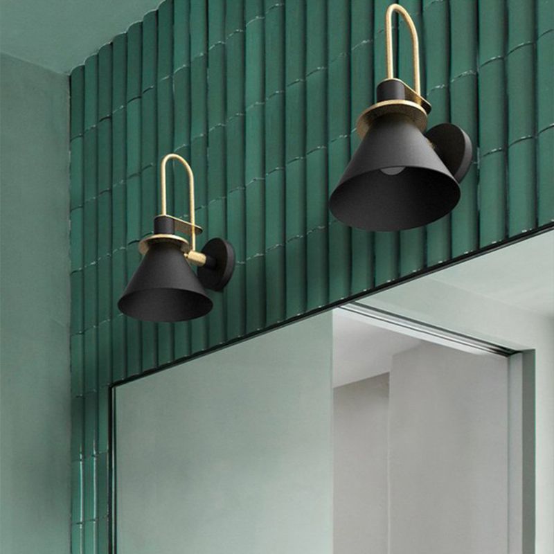 Nordic Iron Shade Wall Sconce Flared Shaped Macaron Color 1-Head Wall Light