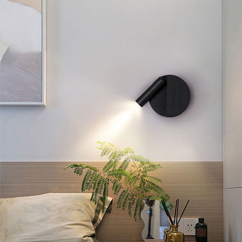 Modern Style Wall Lamp Metal 1 Light Sconces in Black for Bedroom