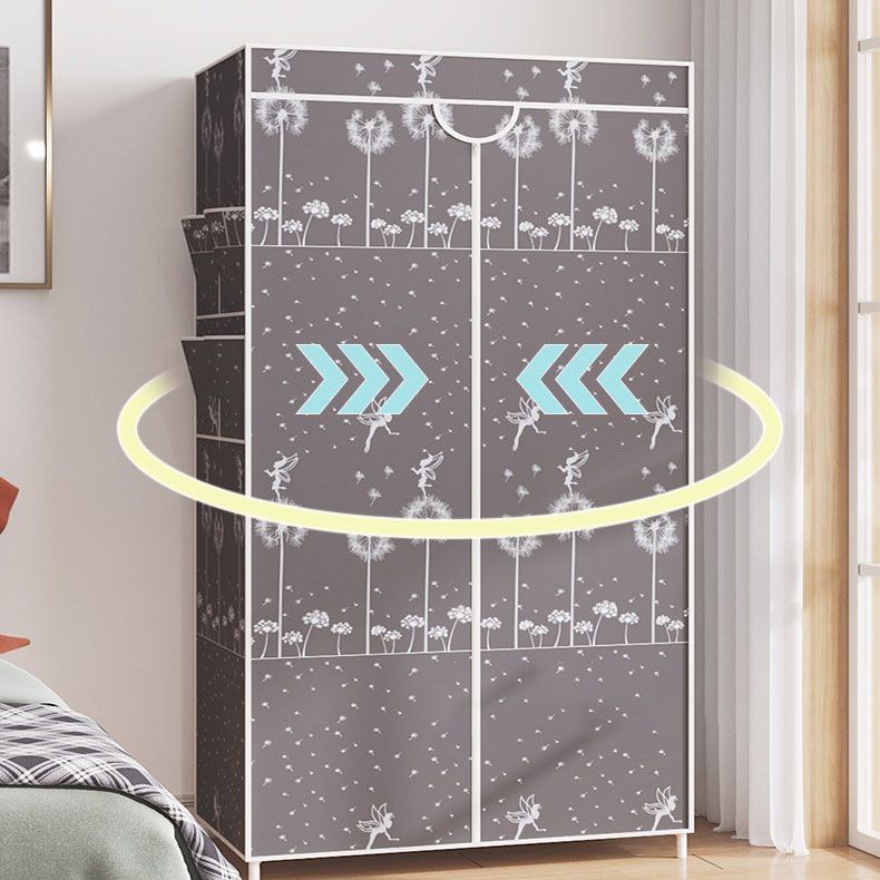 Metal Frame Wardrobe Armoire Contemporary Style Wardrobe Cabinet for Bedroom