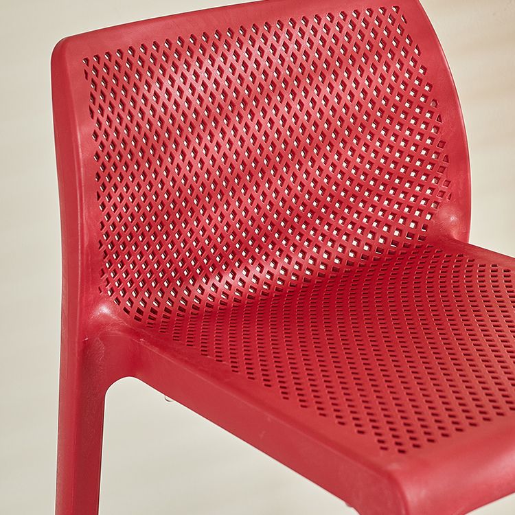 Modern Backrest Armless Counter Stool Plastic Hollowed Cafe Bar Stool with 4 Legs