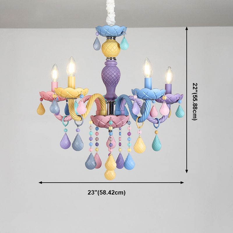 Multi Light Candle Branch Hanging Pendant Modern Style Crystal Hanging Lighting