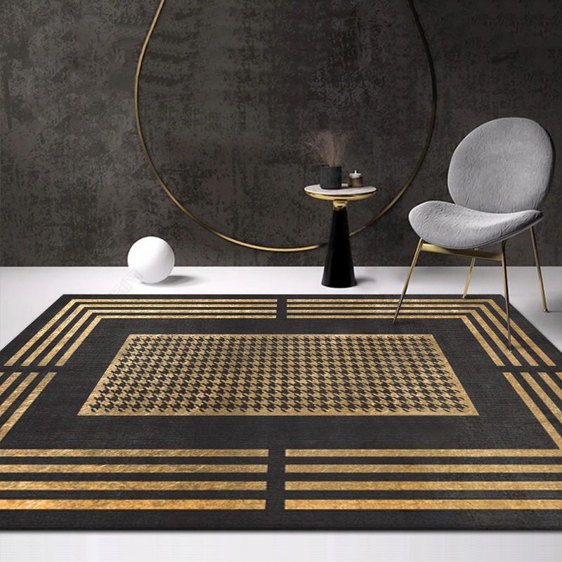 Simple Geometric Rug Indoor Polyester Rug Easy Clean Rug for Living Room and Bedroom