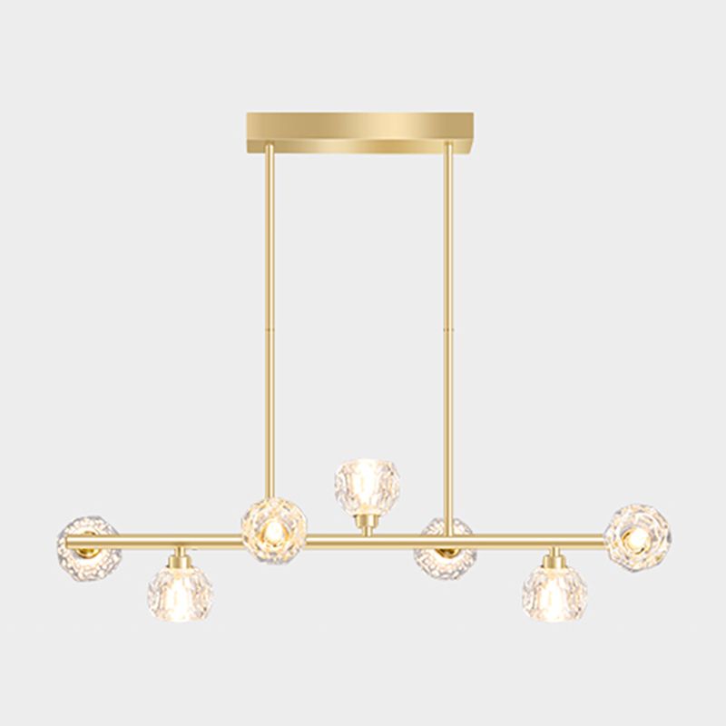 Gold Linear Island Pendant Chandelier Contemporary Crystal Pendant Lighting for Kitchen
