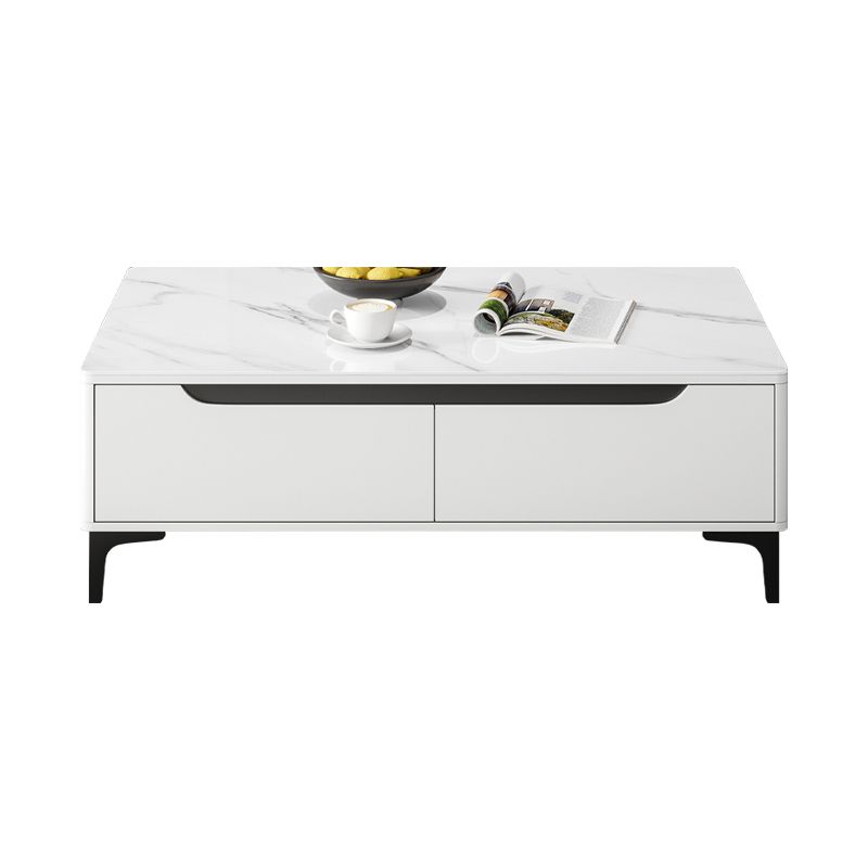 4 Legs Coffee Cocktail Table with 4 Storage Drawers Slate Top