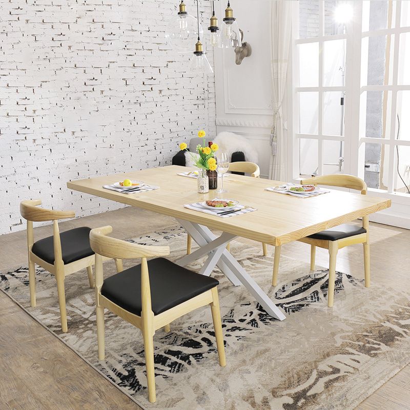 Contemporary 1/2/5 Pieces Furniture Rectangle Solid Wood Dining Set in Natural