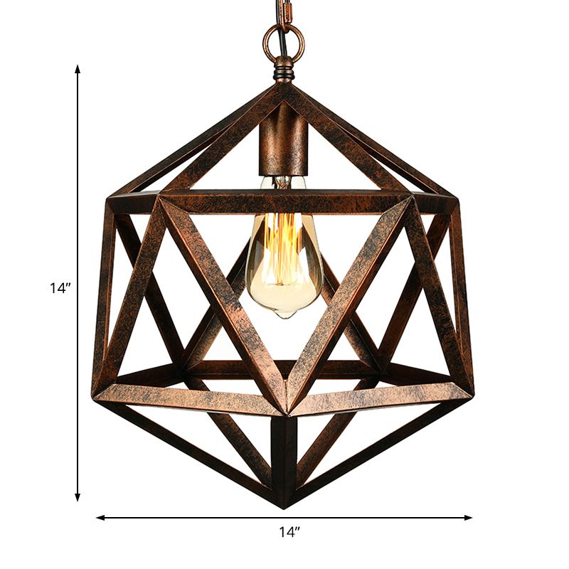 14 "/ 18" Dia Geométrique Métal Éclairage pendentif industriel 1 Bulbe Room Plafond Light in Black / Rust