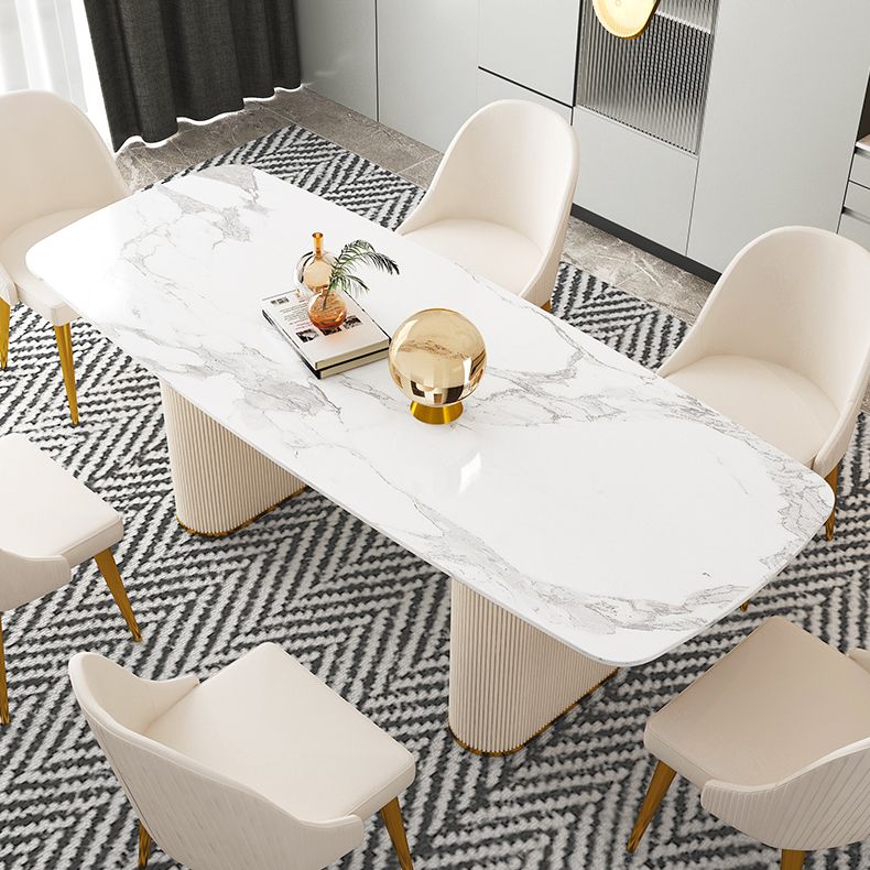 Nordic 1/5/7 Pieces Dining Set Sintered Stone Dining Table with Leather Chairs