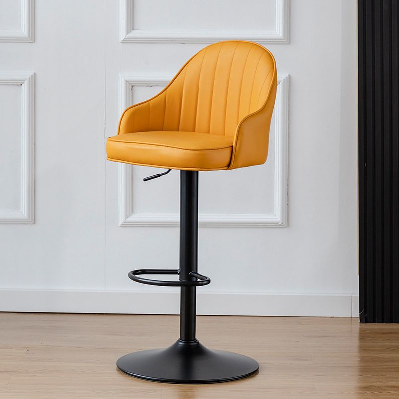 Contemporary Metal Bar and Counter Stool Low Back Stool with Pedestal Base