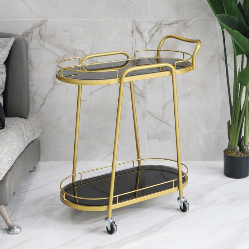 Modern Rolling Kitchen Trolley Glass Open Storage Prep Table