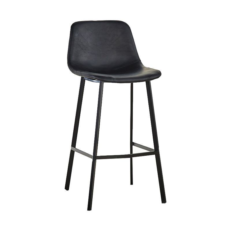 Industrial Bucket Counter Stool Leather Footrest Counter Bar Stool for Cafe