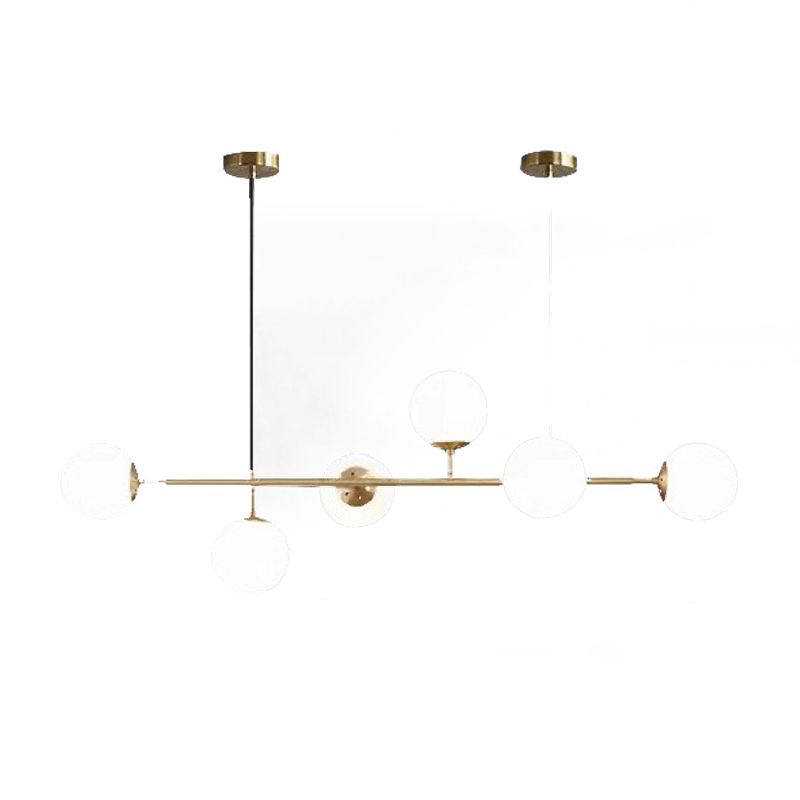 Linear Pendant Lighting Minimal Glass 6 Lights Chandelier Lighting in Black