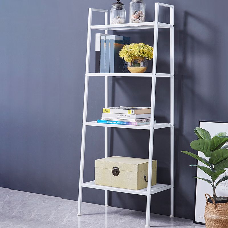 Modern Style Steel Bookshelf Ladder Open Shelf Bookcase for Home