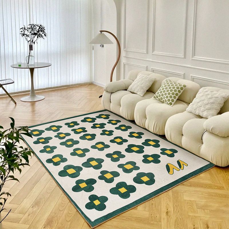 Brick Red Modern Rug Blending Flower Rug Stain Resistant Rug for Home Decor