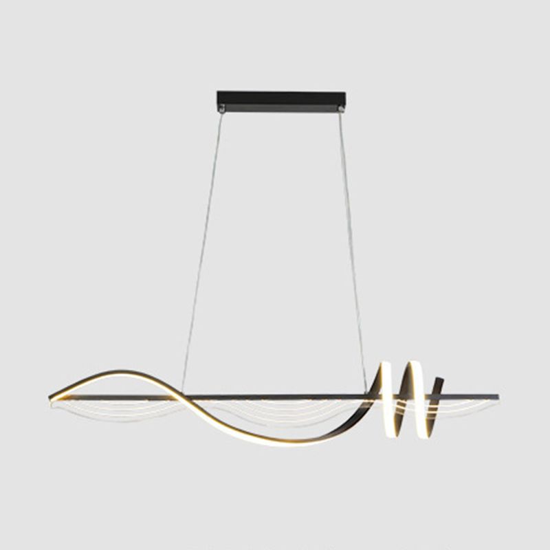 Linear Shape Chandelier Lighting Modern Style Metal 1 Lights Island Lamp in White/Black
