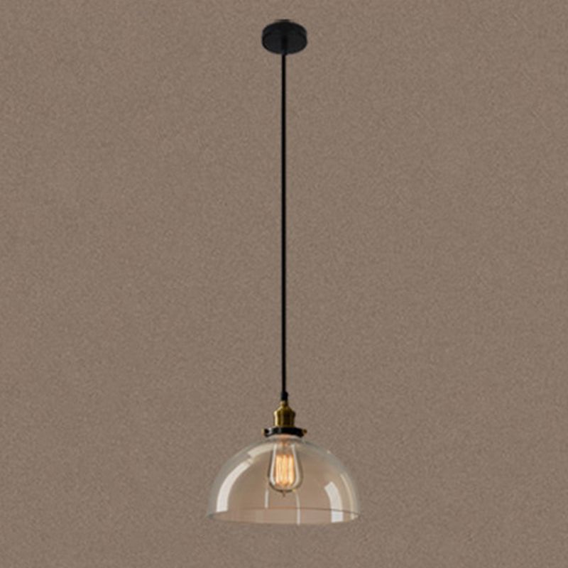 Transparent Glass Shade Hanging Light Retro Industrial Style Single Light Mini Lighting Pendant for Bedroom