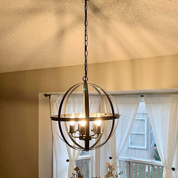 Lampada industriale sala da pranzo industriale a sospensione in metallo globo nero