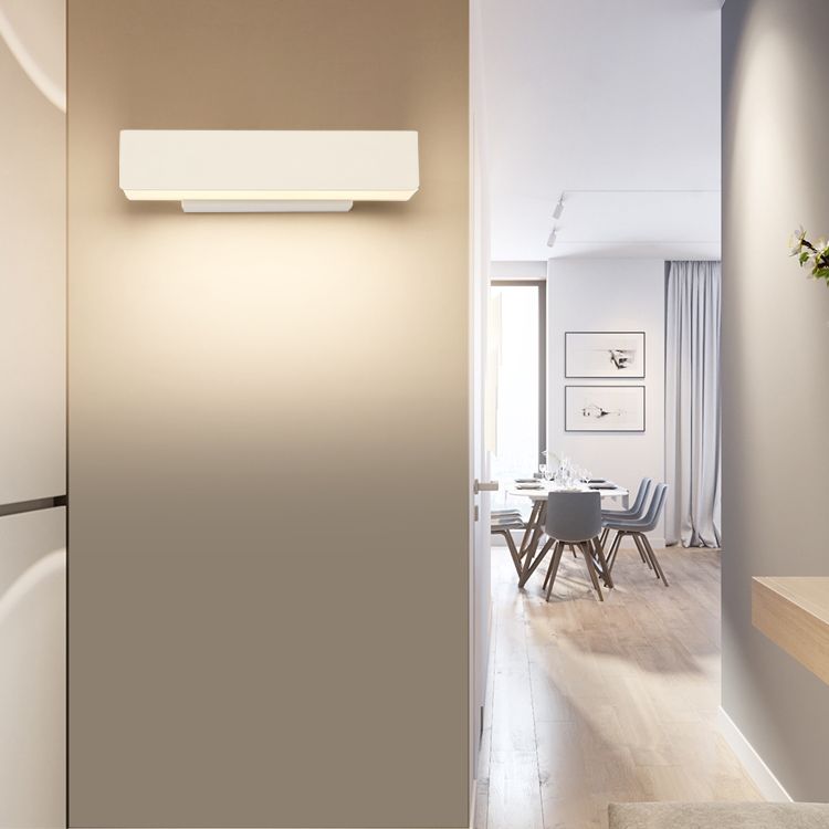 Rectangular Aluminium Rotatable Wall Sconce in Modern Concise Style Wrought Iron Wall Light with Acrylic Shade