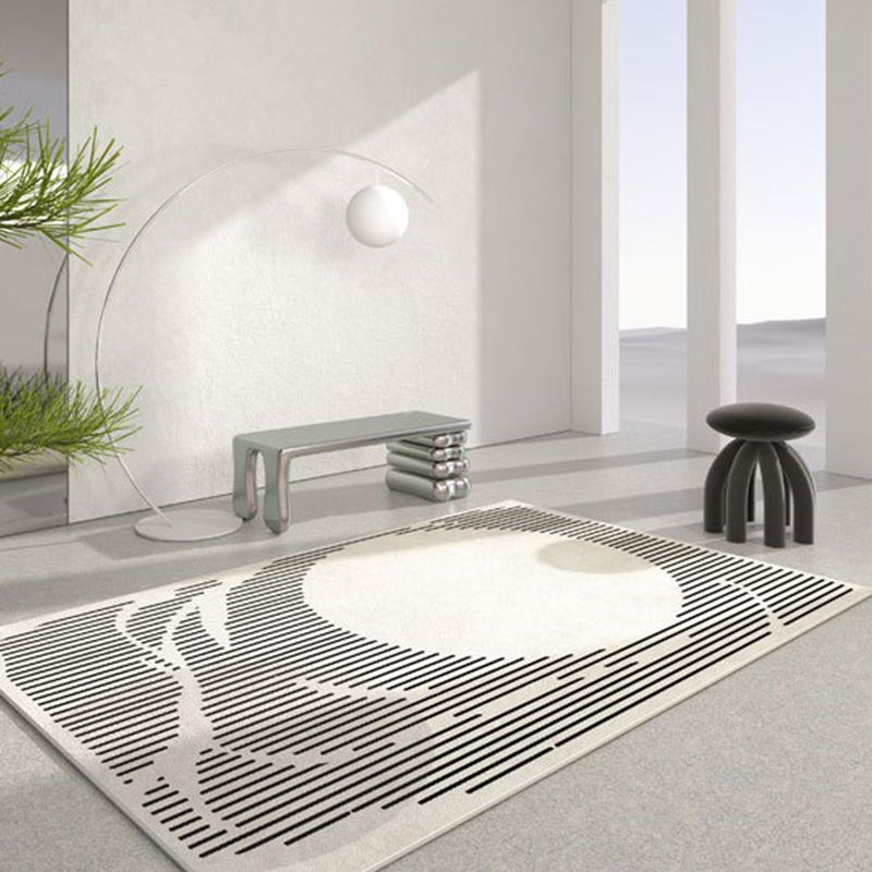 Dark Gray Modern Rug Polyester Graphic Rug Stain Resistant Rug for Home Decor