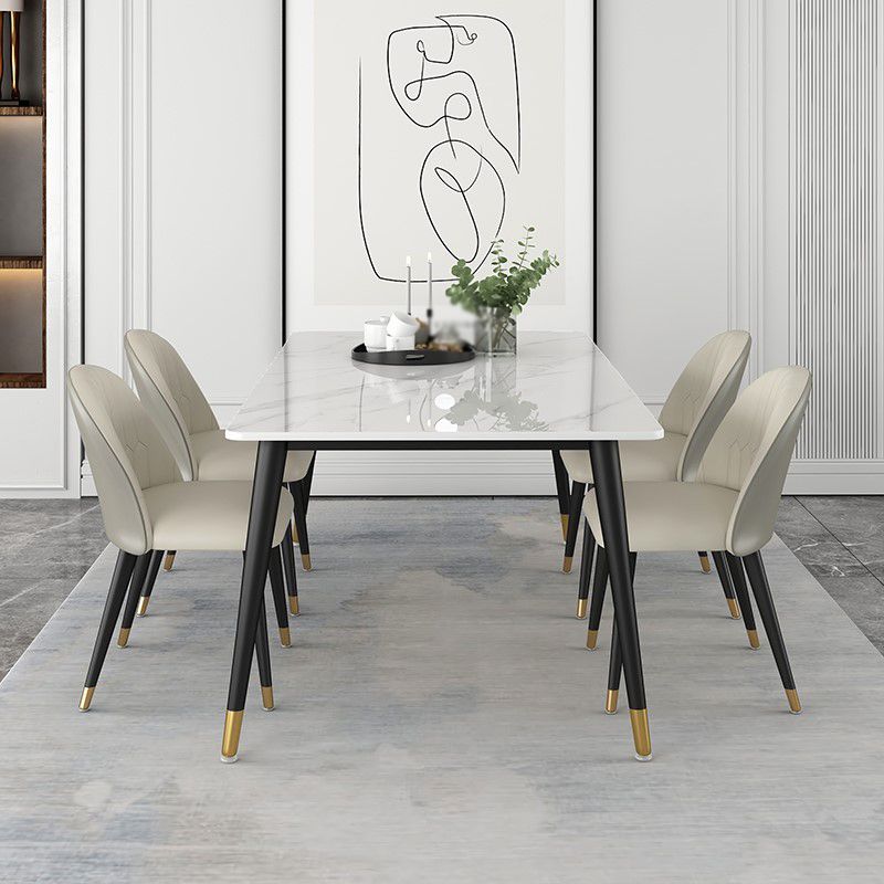 Glam 1/4/5/7 Pieces Dining Set White Standard Height Dining Set