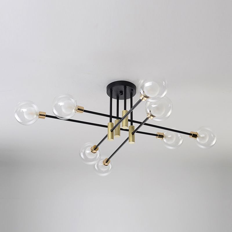 Contemporary Sphere Flush Light Fixture Glass Flush Mount Lights in Black