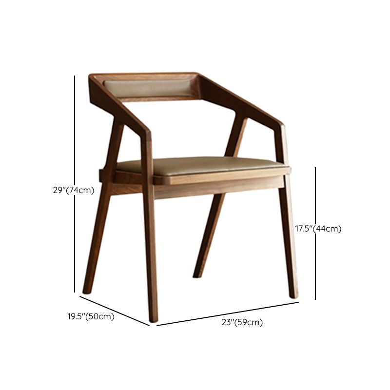 Contemporary Kitchen Dining Armchair Wood Side Dining Chairs in Brown