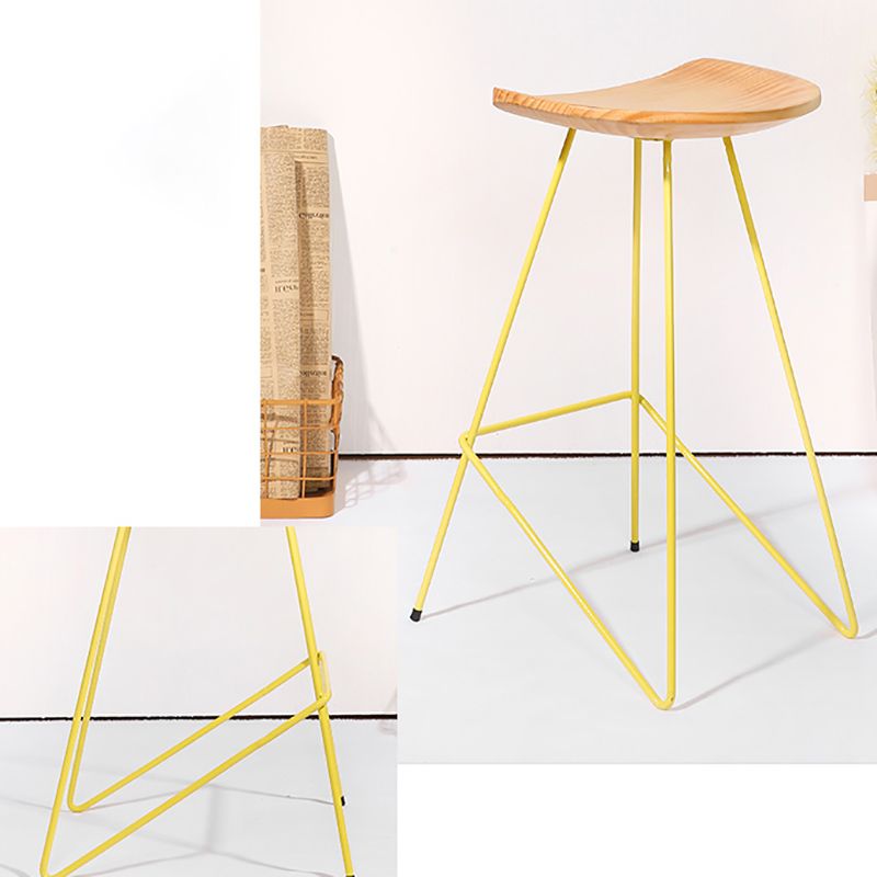 Modern Solid Wood Counter Stool Armless Bar Stool with Footrest