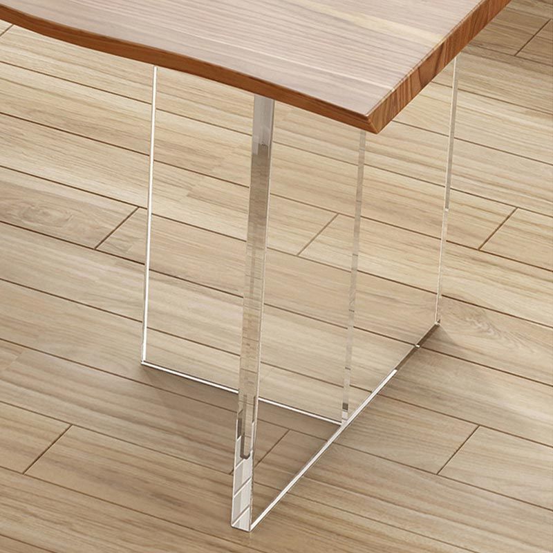 Contemporary Solid Wood Table for Restaurant Rectangle Table with Acrylic Base