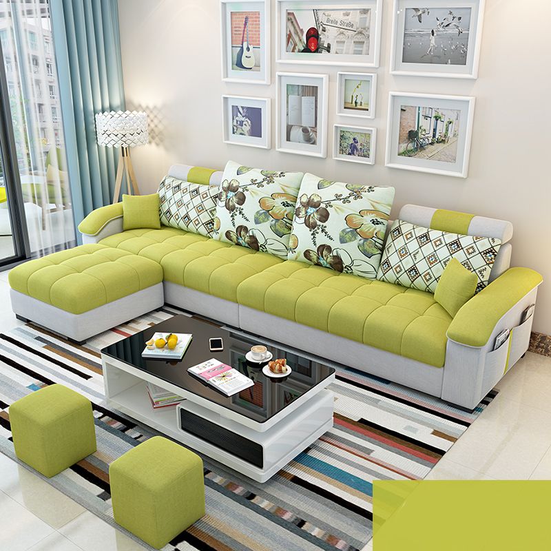 106.3" W √ó 57.09" D √ó 35.43" H Sloped Arms Sectional with Storage and Slipcovered