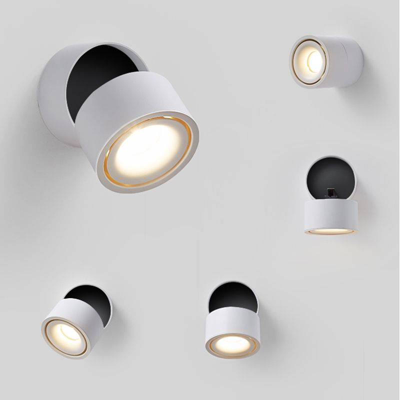 Modern Simple Aluminum Wall Light Cylinder Shape Rotatable Wall Lamp for Living Room