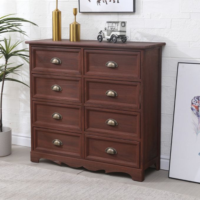 Traditional Style Storage Chest Bedroom Vertical Wooden Storage Chest Dresser with Drawers