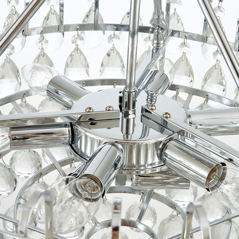 Lámpara semi -techo de cristal acampanado 4 luces 4 luces cromo iluminación interior para comedor