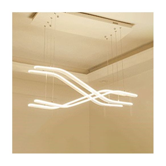 Streamlined Dining Room Ceiling Pendant Acrylic LED Minimalist Chandelier in Warm/White Light