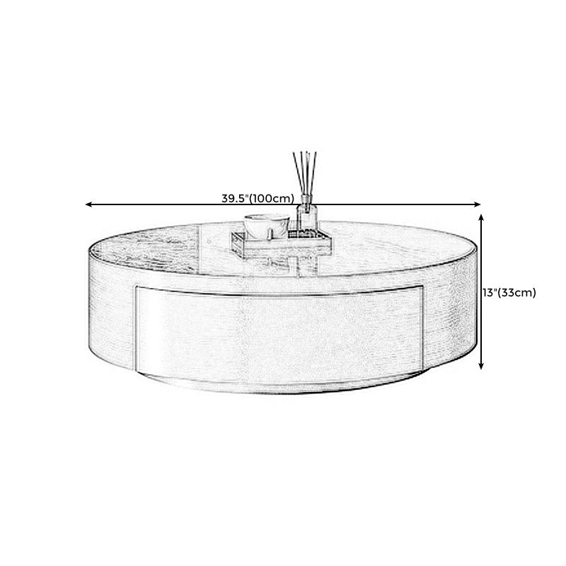 Drum Base Design Cocktail Table Rock Plate/tempered Glass Desktop Coffee Table