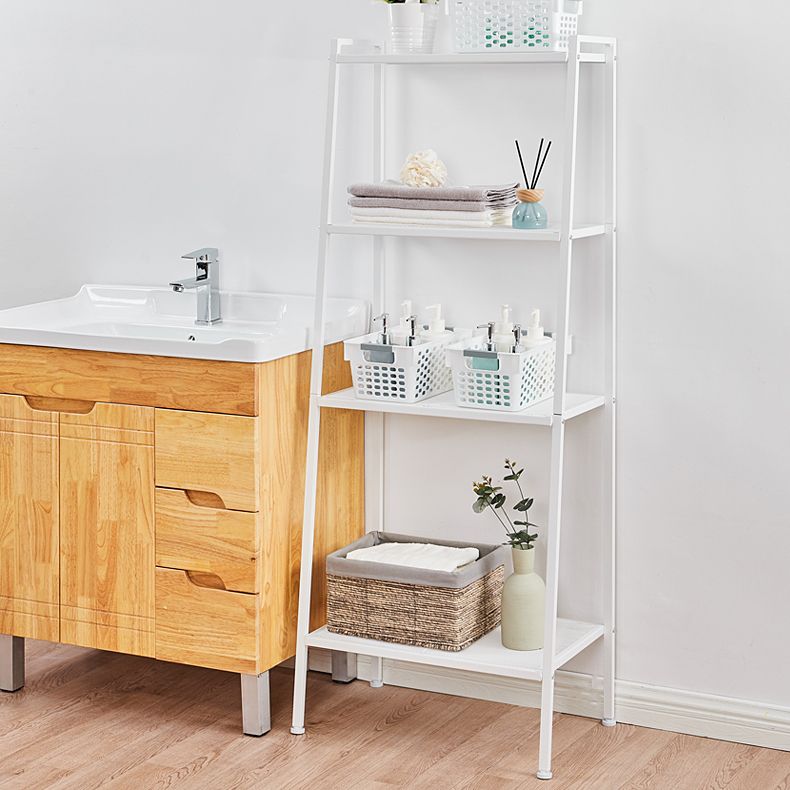 Contemporary Open Ladder Bookshelf Metal Vertical Bookshelf for Home