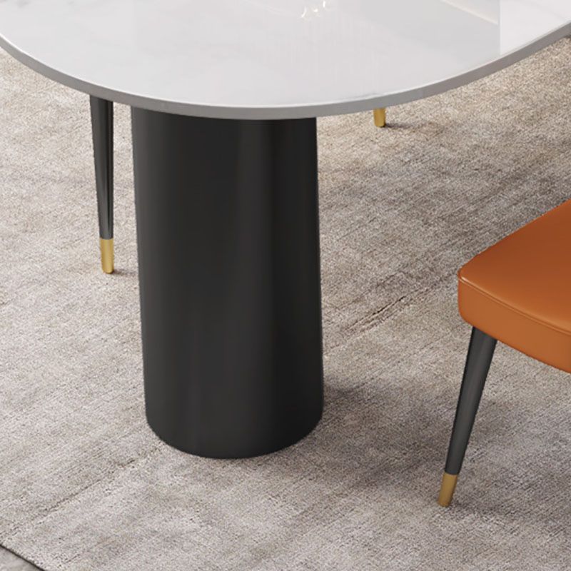 Modern White and Black Dinner Table Stone Top Tripod Base Dining Table