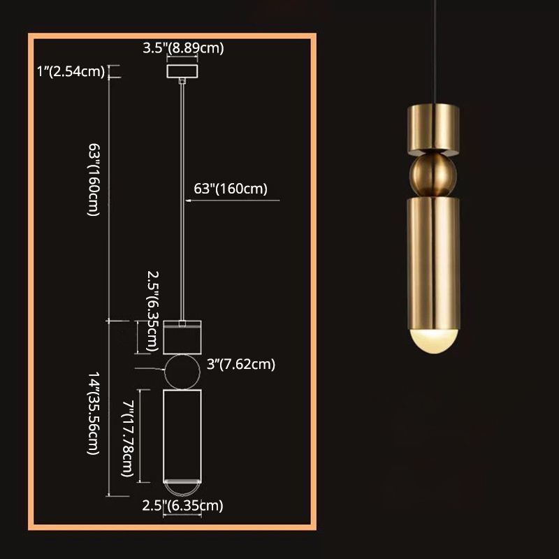 Cilindro a forma di geometrico a forma di metallo appeso a 1 luce post-moderna mini ciondolo per camera da letto