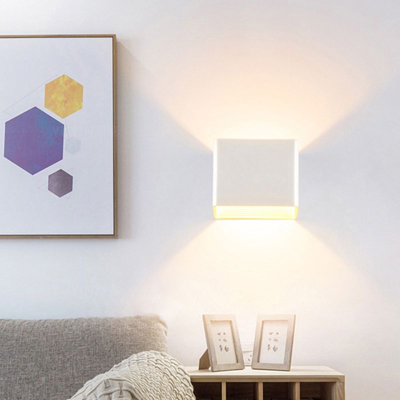 2-Light Contemporary White/Black Wall Mounted Sconce Rectangle Wall Light